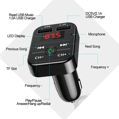 Car Bluetooth 5.0 FM Transmitter Wireless Adapter