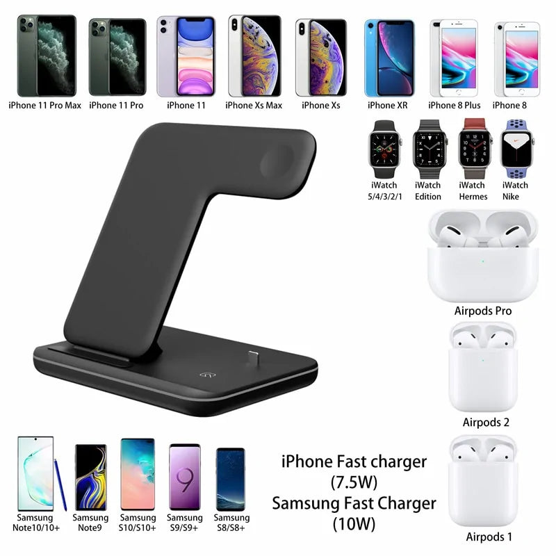 15W Qi Wireless Charger for iPhone, Samsung, Apple Watch, Airpods